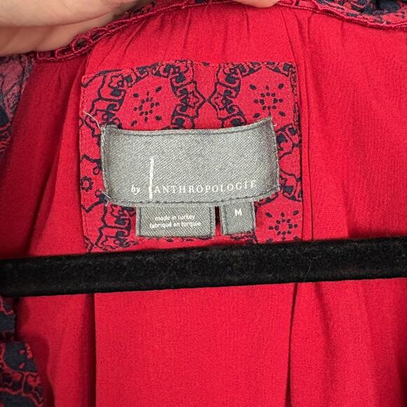 Anthropologie Robin Tiered Lace Trim Draped Mini Dress Medium - Picture 6 of 6